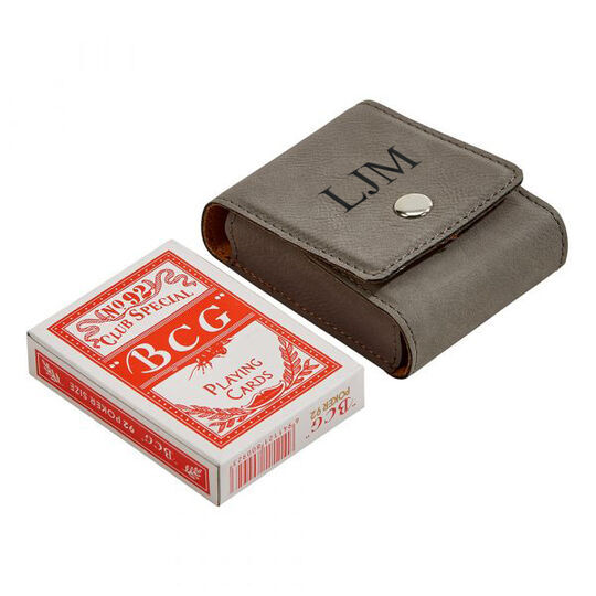 Grey Leatherette Playing Card Case